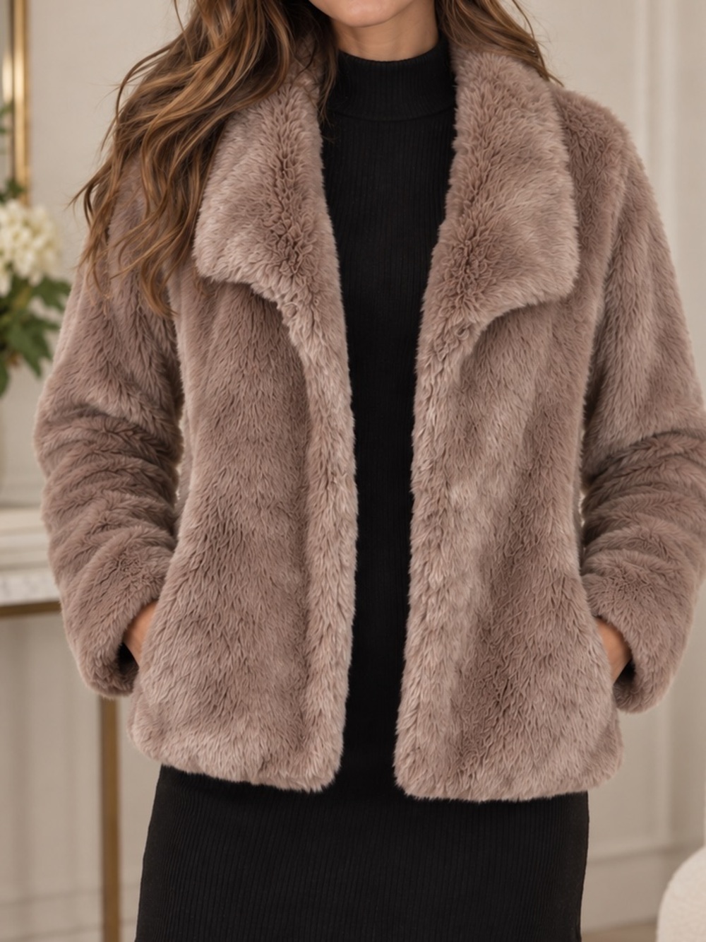 A New Day faux fur jacket - mauve pink color - size Large